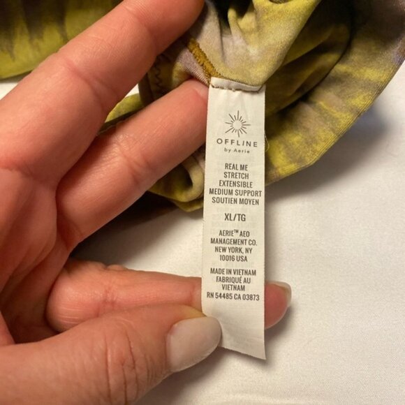 Aerie Offline Sports Bra modern watercolour camobraided front detailXL - Picture 5 of 7